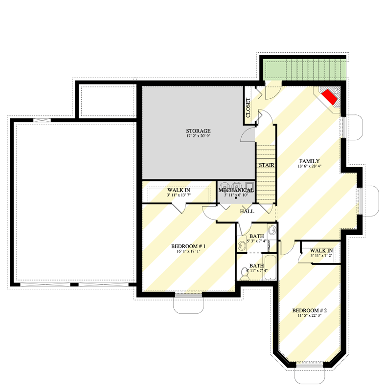 Plan 61715UT: Ranch House Plan with Spacious Island Kitchen and Optional Basement - Floor Plan - Optional Finished Basement Level - Ranch, Traditional