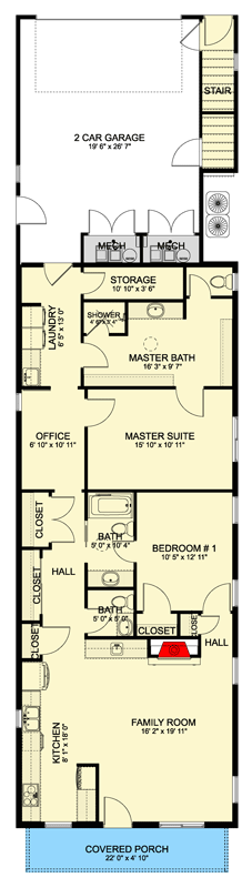 Plan 61717UT: Sleek Modern House Plan with First Floor Master and Attached 2-Car Garage - Floor Plan - Main Level - Contemporary, Modern