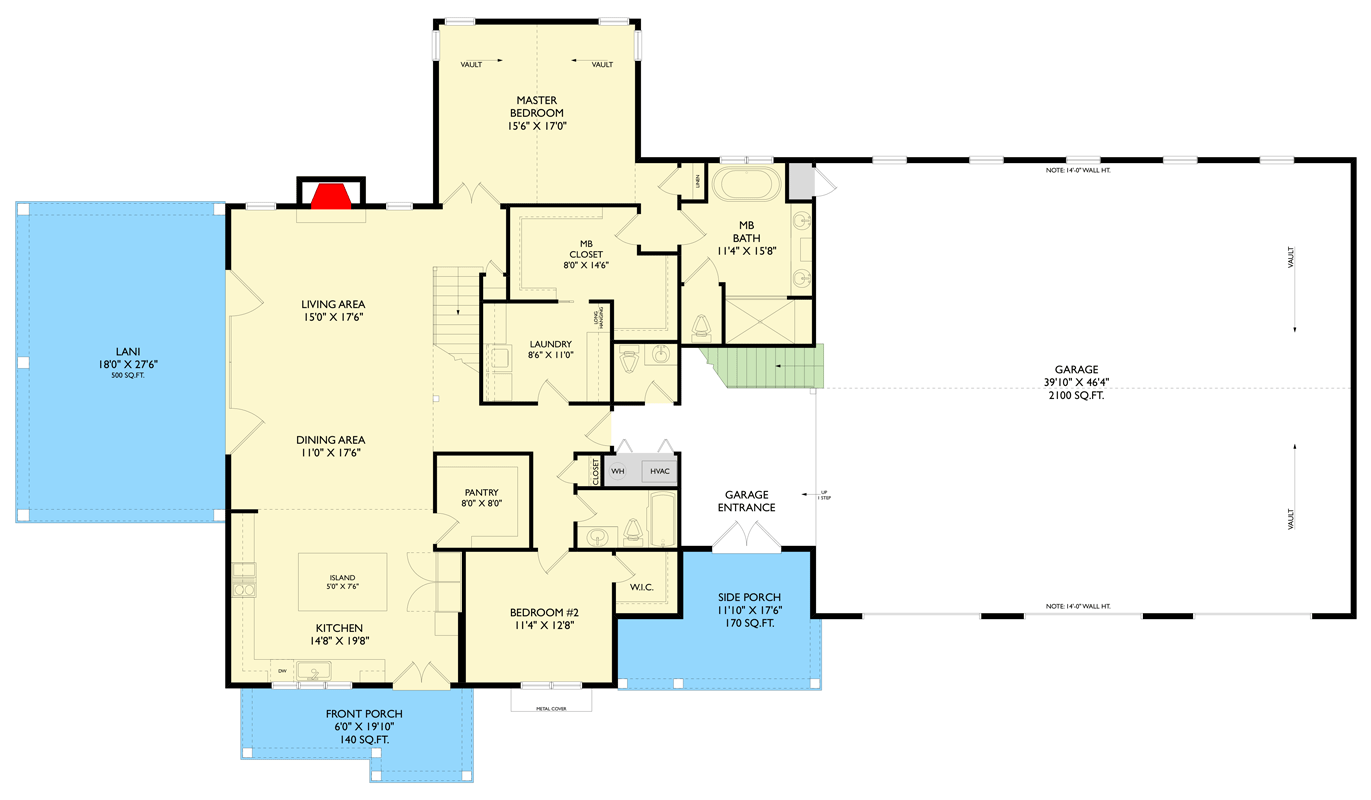 Plan 750025LDG: 4-Bed Barndominium House Plan with Massive 3-Car Garage and Loft - Floor Plan - Main Level - Barndominium, Farmhouse, Modern Farmhouse