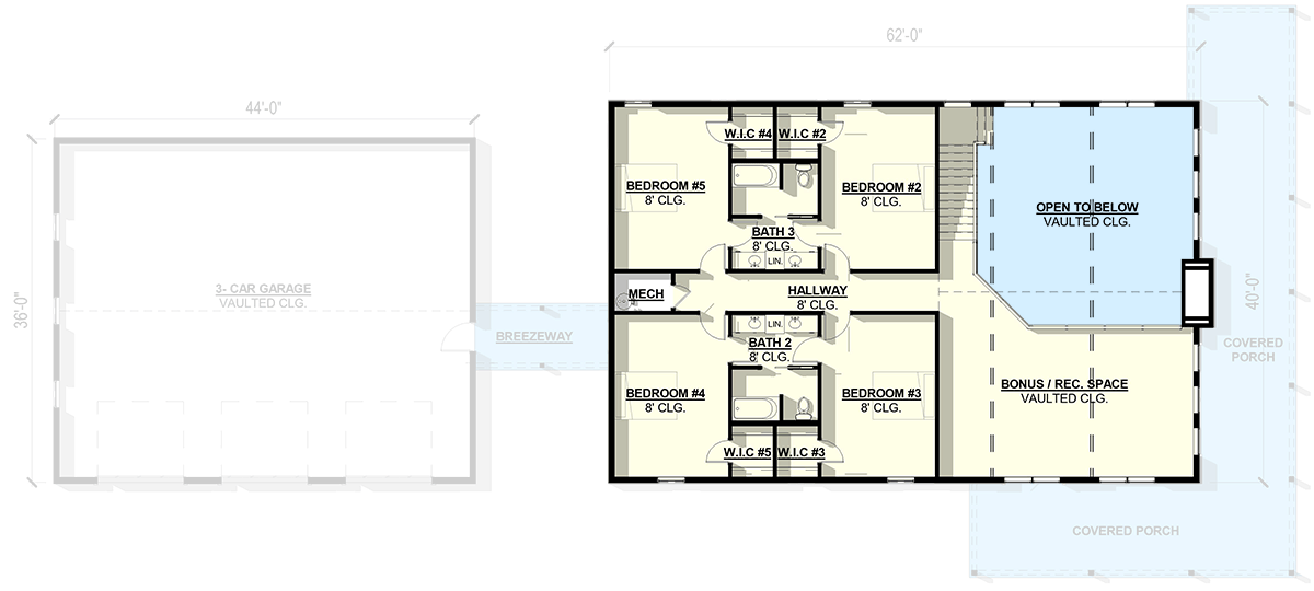 Plan 405098FDC: 5-Bedroom Modern Barndominium House Plan with Wrap-Around Porch - Floor Plan - 2nd Floor - Barndominium, Modern Farmhouse
