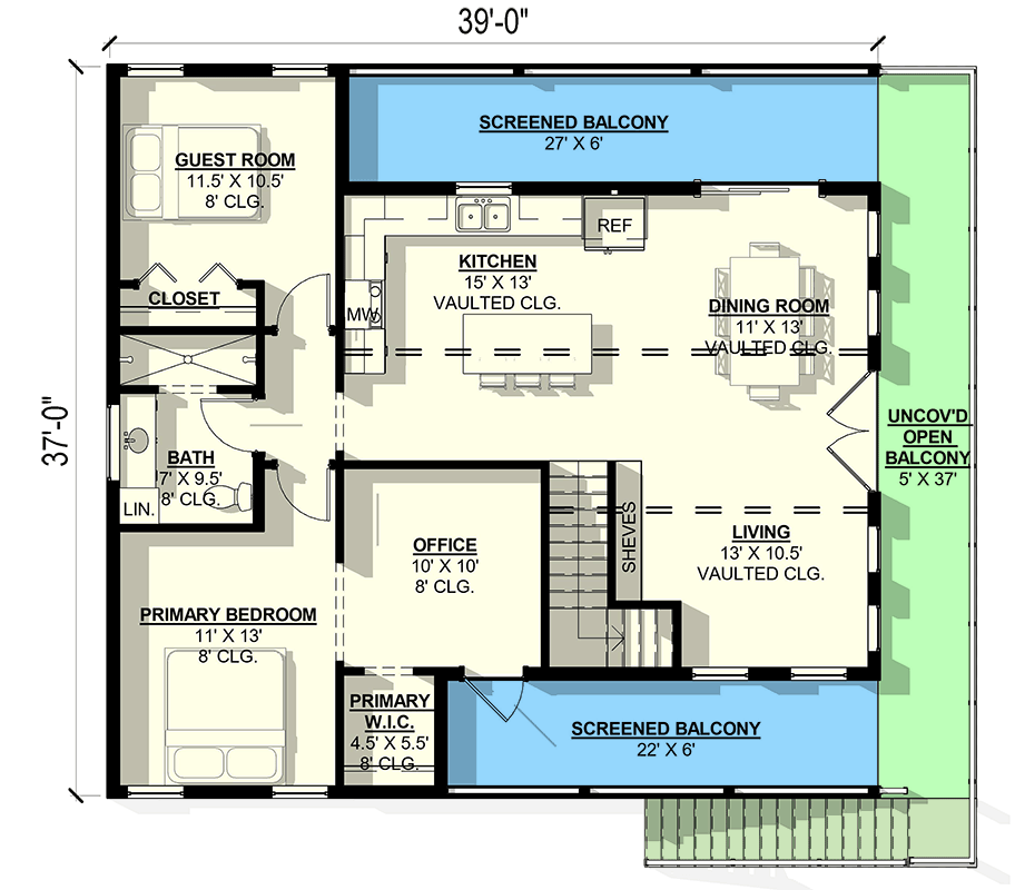 Plan 405100FDC: Contemporary Two-Bedroom Barndominium House Plan with Wrap-Around Veranda - Floor Plan - 2nd Floor - Barndominium, Contemporary, Modern Farmhouse