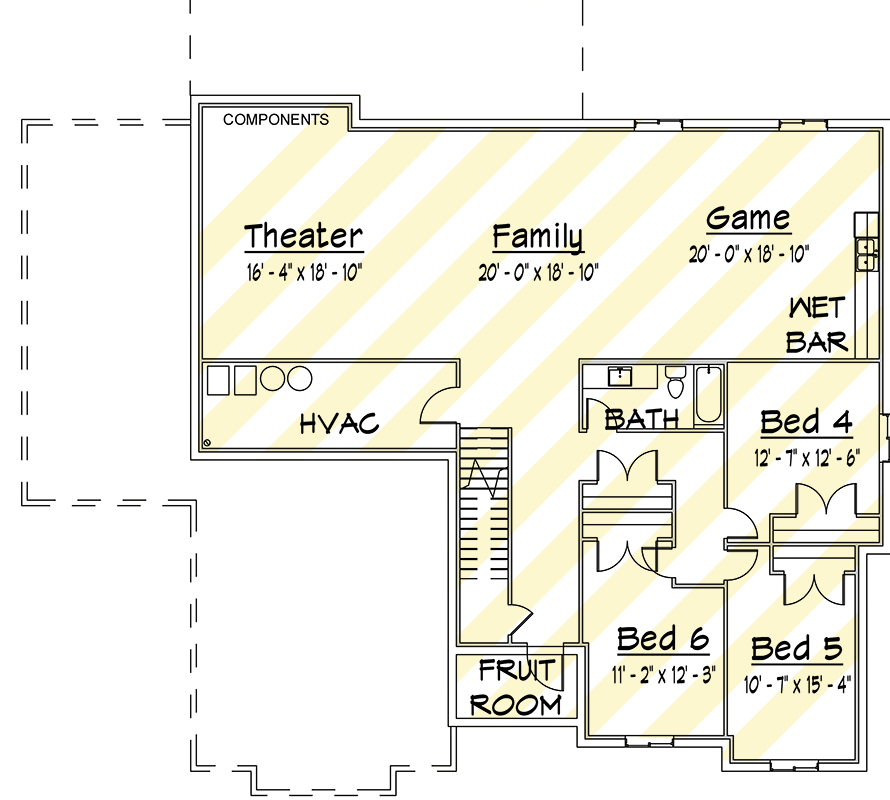 Plan 910126WHD: Modern Single-Story Prairie House Plan with Expansive 3-Car Garage - Floor Plan - Unfinished Basement  - Contemporary, Prairie