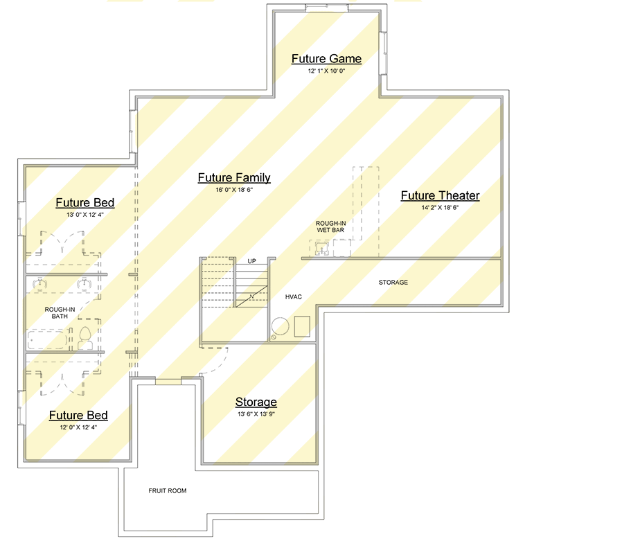 Plan 910132WHD: Craftsman Style House Plan with 3 or 5 Bedrooms and 3-Car Garage - Floor Plan - Unfinished Basement  - Country, Craftsman, Mountain, New American, Ranch