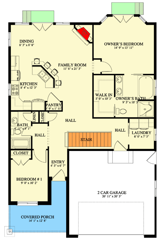 Plan 61720UT: Two-Bedroom Craftsman Ranch House Plan with Optional Lower Level - Floor Plan - Main Level - Craftsman, Ranch, Traditional
