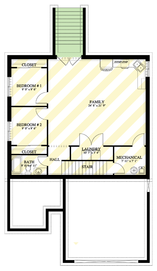 Plan 61720UT: Two-Bedroom Craftsman Ranch House Plan with Optional Lower Level - Floor Plan - Optionally Finished Lower Level - Craftsman, Ranch, Traditional