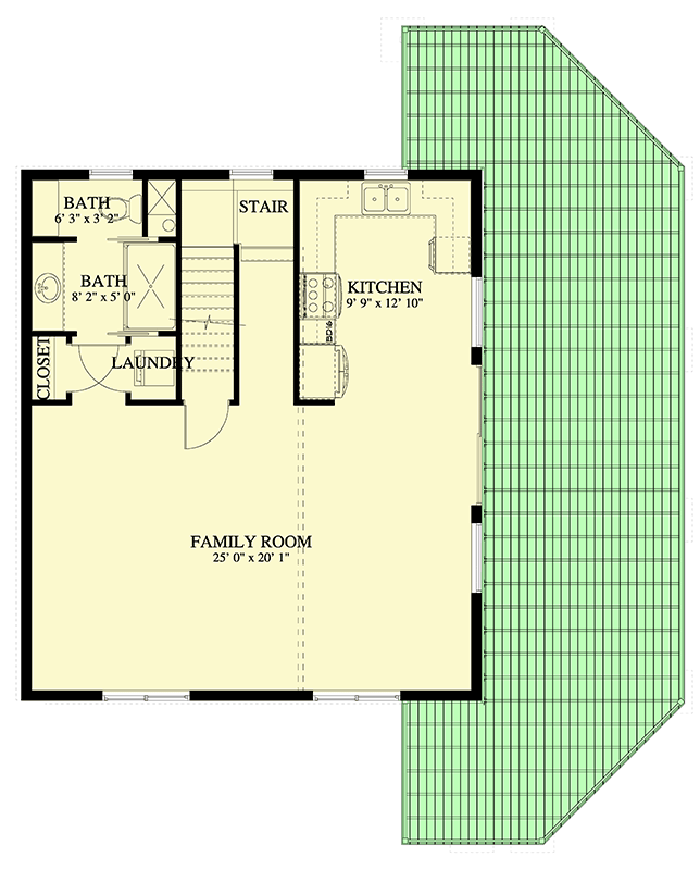 Plan 61721UT: Cabin House Plan with Two-Story Great Room and Wrap-Around Porch - Floor Plan - Main Level - Cabin