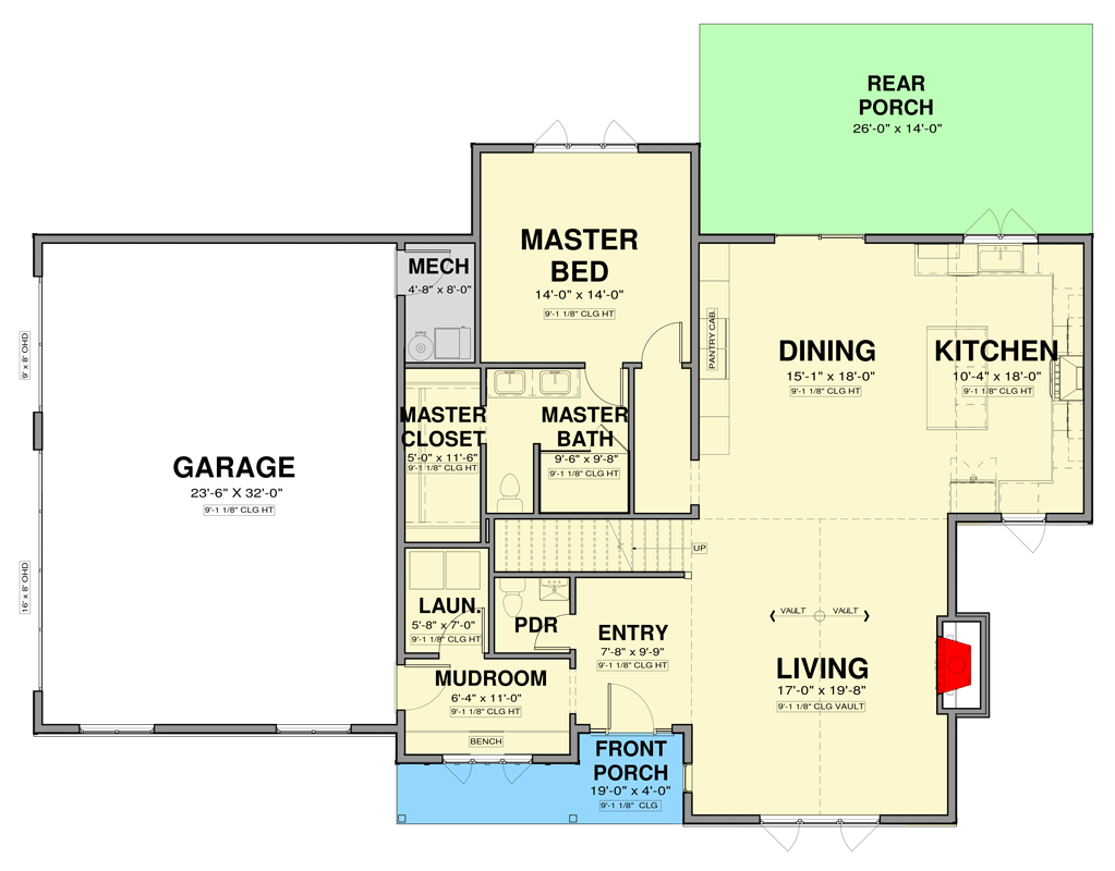Plan 600020PDZ: 4-Bedroom Modern Farmhouse House Plan with Craftsman Details and Master Suite - Floor Plan - Main Level - Craftsman, Modern Farmhouse