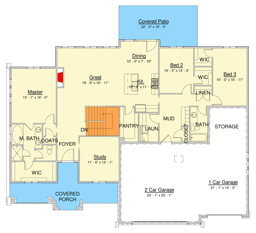 Plan 910142WHD: Charming 2152 sq ft French Country House Plan with 3-5 Bedrooms and Optional Finished Basement - Floor Plan - Main Level - French Country