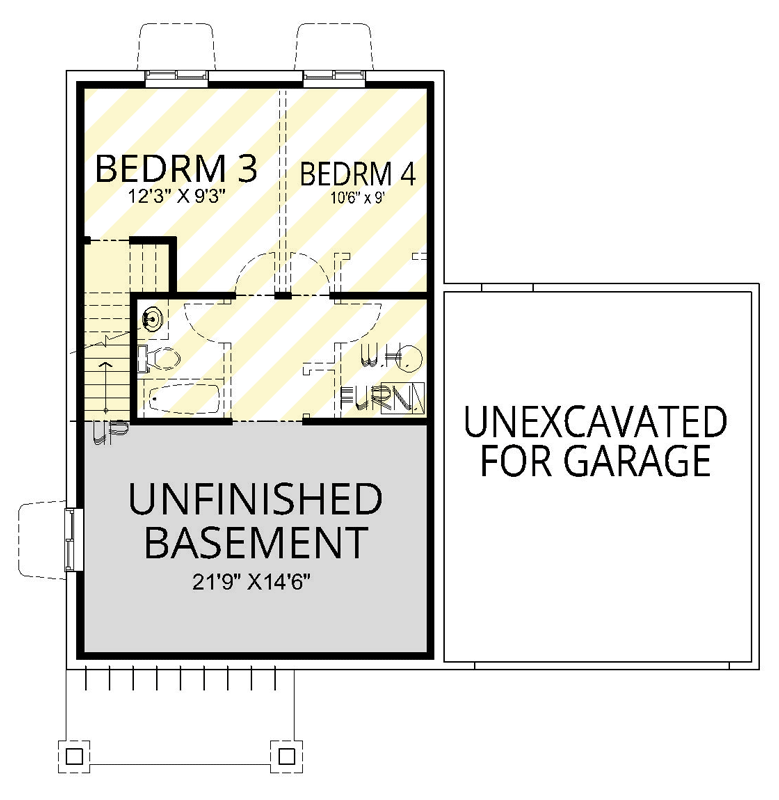 Plan 267103SPK: Craftsman Style House Plan with Flexible Two to Four Bedroom Layout - Floor Plan - Optional Finished Basement Level - Bungalow, Cottage, Craftsman, Traditional