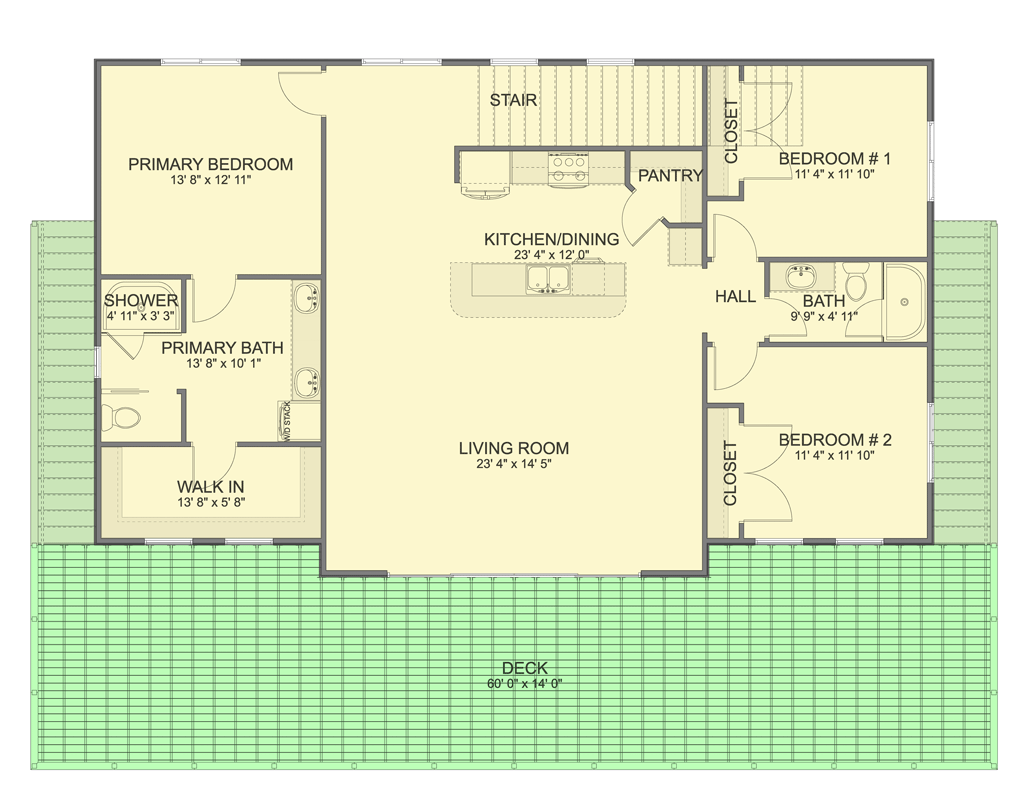 Plan 61724UT: 3-Bedroom Barndominium Plan with Massive Garage and Upper Deck - Floor Plan - 2nd Floor - Barndominium, Traditional