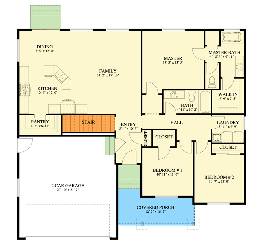 Plan 61727UT: 3 to 5 Bed Traditional Ranch House Plan with Optional Finished Basement - Floor Plan - Main Level - Ranch, Traditional
