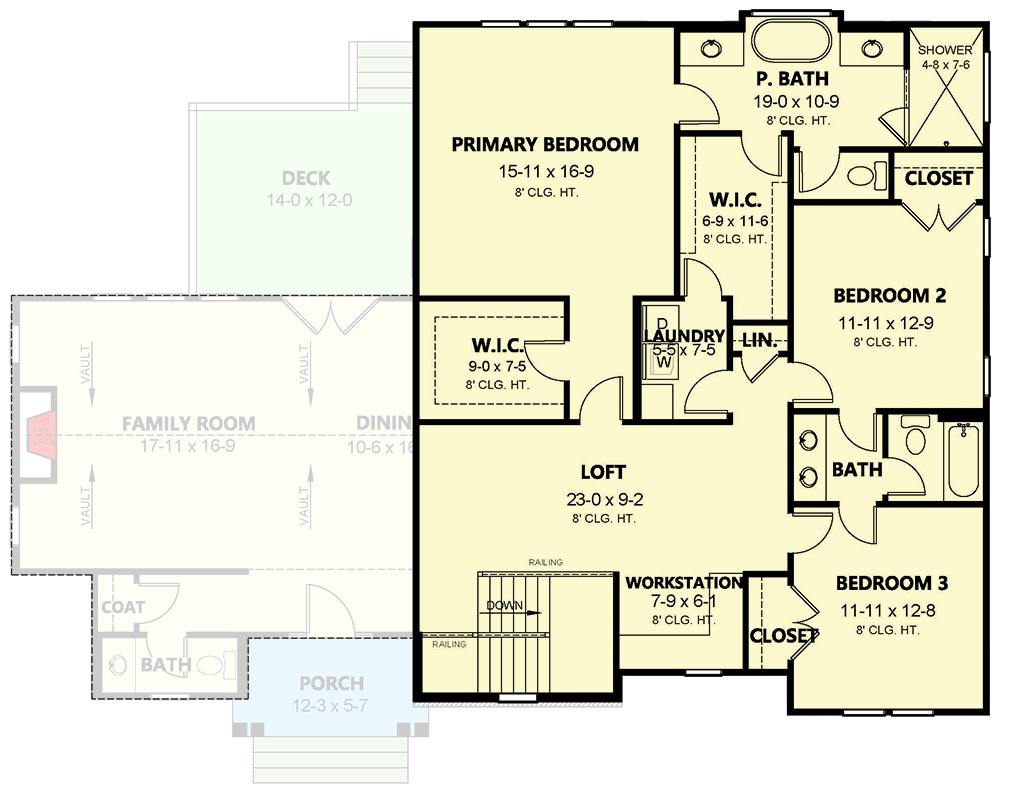 Plan 260033RVC: 4-Bed Modern Contemporary House Plan with Vaulted Great Room and Loft - Floor Plan - 2nd Floor - Contemporary, Craftsman, Modern, Transitional