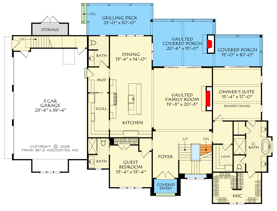 Plan 710447BTZ: Transitional Modern Farmhouse House Plan with Two-Story Great Room - Floor Plan - Main Level - Modern Farmhouse, Southern Traditional, Traditional, Transitional
