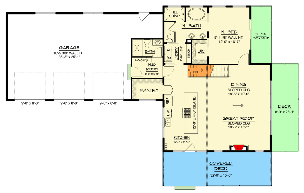Plan 135415GRA: Modern Contemporary House Plan with Two Bedrooms and Three Car Garage - Floor Plan - Main Level - Contemporary, Transitional