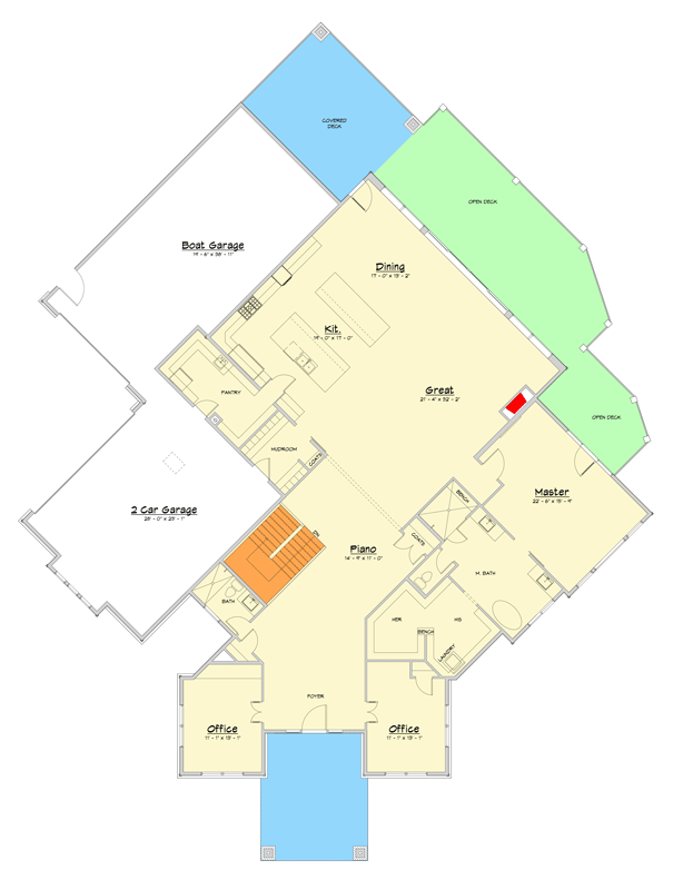 Plan 910146WHD: Modern Mountain House Plan with Three Bedrooms and Large RV Garage - Floor Plan - Main Level - Modern, Mountain, Prairie