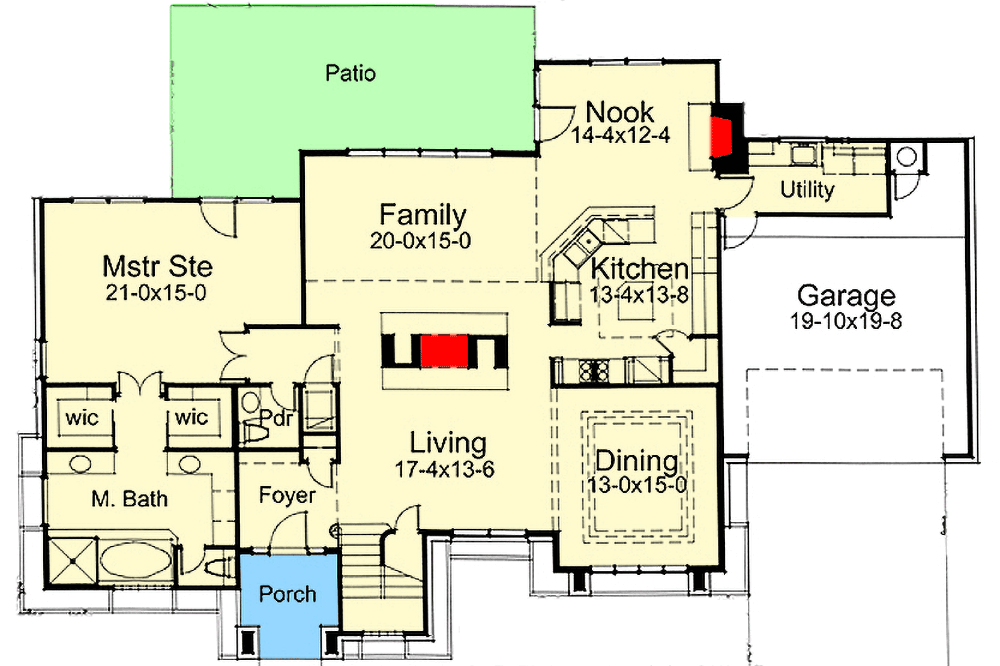Plan 16947WG: Contemporary 3-Bedroom House Plan with 2669 Sq Ft and Open Living - Floor Plan - Main Level - Contemporary, Mid Century Modern, Modern