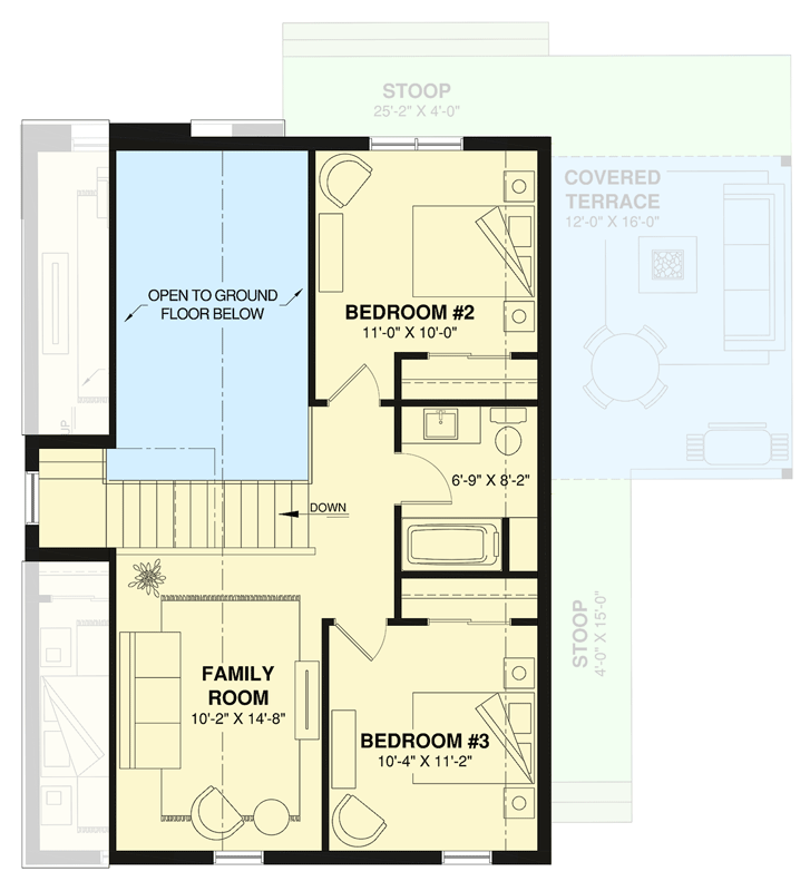 Plan 22741DR: Scandinavian Cottage House Plan with 3 Bedrooms and Open Concept Living - Floor Plan - 2nd Floor - Contemporary, Cottage, Mid Century Modern, Scandinavian