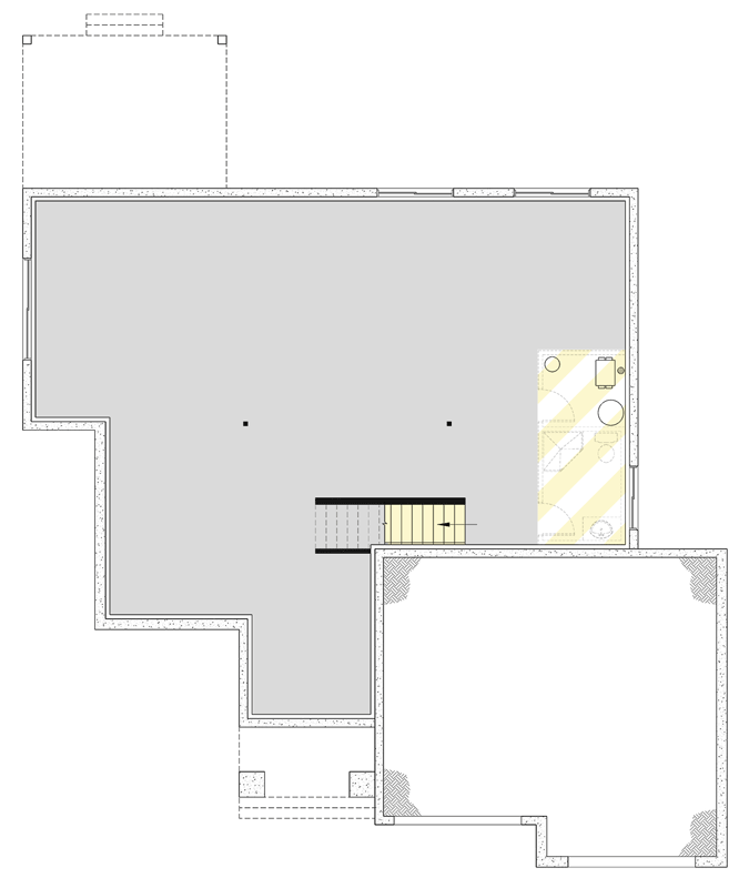 Plan 22745DR: Transitional Country Cottage with Two-Car garage and Home Office - Floor Plan - Basement Level - Cottage, Country, New American, Transitional
