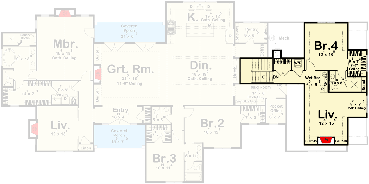 Plan 623606DJ: Elegant Transitional House Plan with 4 Bedrooms and 3-Car Garage - Floor Plan - 2nd Floor - Transitional