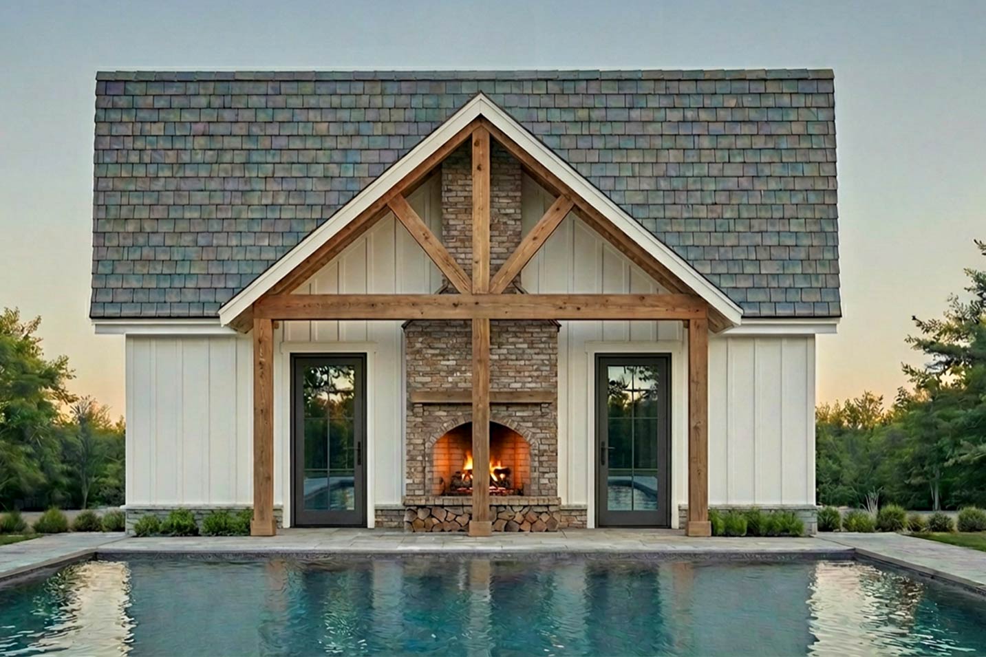 Plan 51367MM: Modern Farmhouse Pool House Plan with Outdoor Kitchen and ...