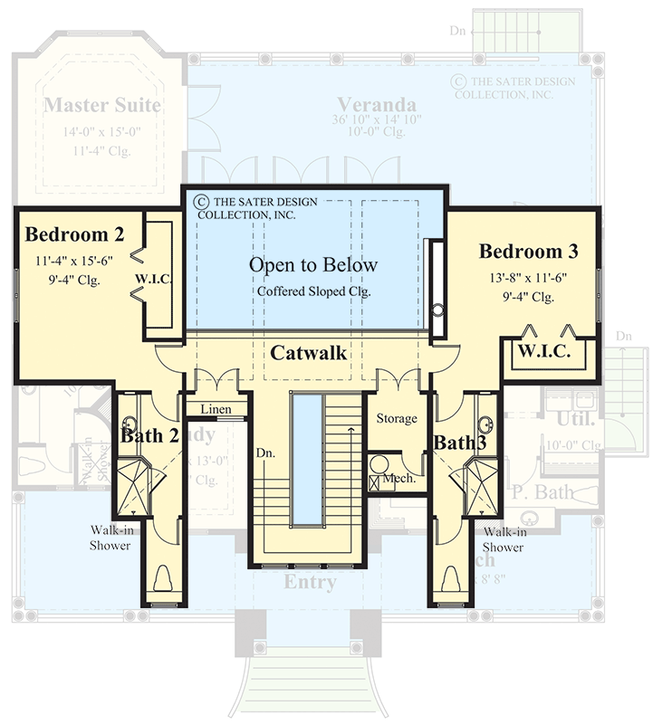 Plan 340145STR: Coastal Cottage House Plan with 3 Bedrooms and First Floor Master - Floor Plan - 2nd Floor - Beach, Coastal, Cottage, Farmhouse, Vacation