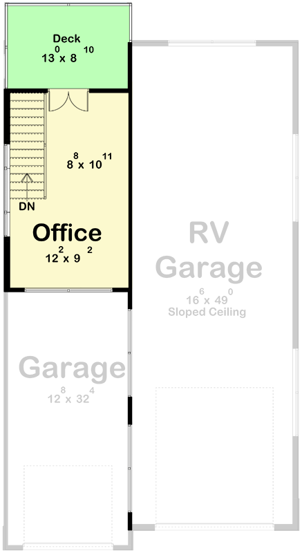 Plan 623608DJ: Contemporary Two-Car RV Garage House Plan with Second-Story Office Suite - Floor Plan - 2nd Floor - Contemporary, Mountain