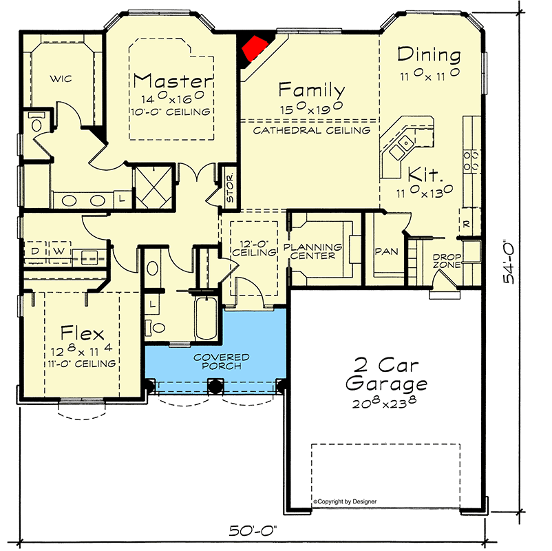 Plan 42738DB: Traditional Ranch House Plan with Flexible Living and Private Suite - Floor Plan - Main Level - Ranch, Traditional
