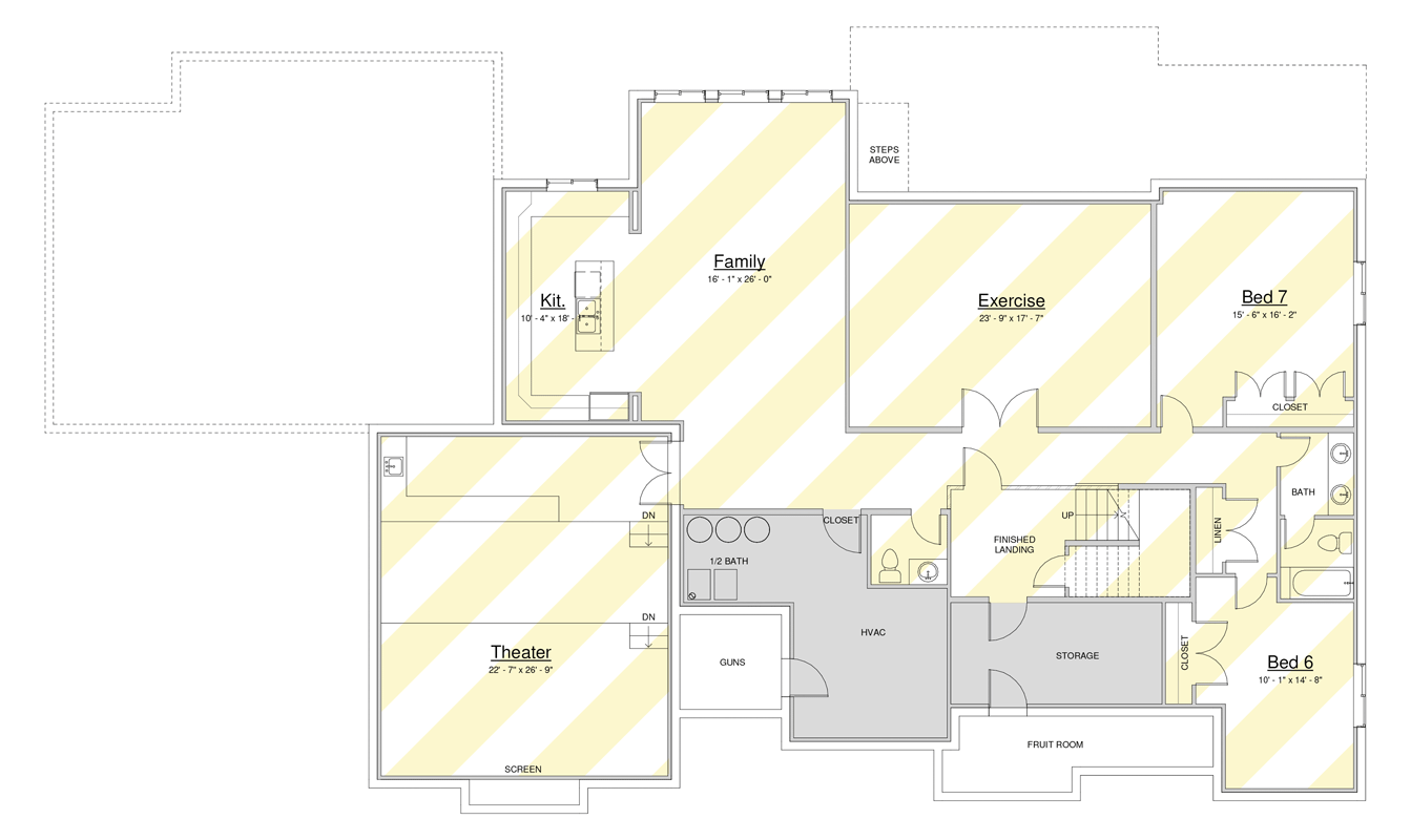 Plan 910151WHD: Modern House Plan with 5 Bedrooms 4-Car Garage and Loft - Floor Plan - Optionally Finished Basement Level - Contemporary, Modern, Prairie