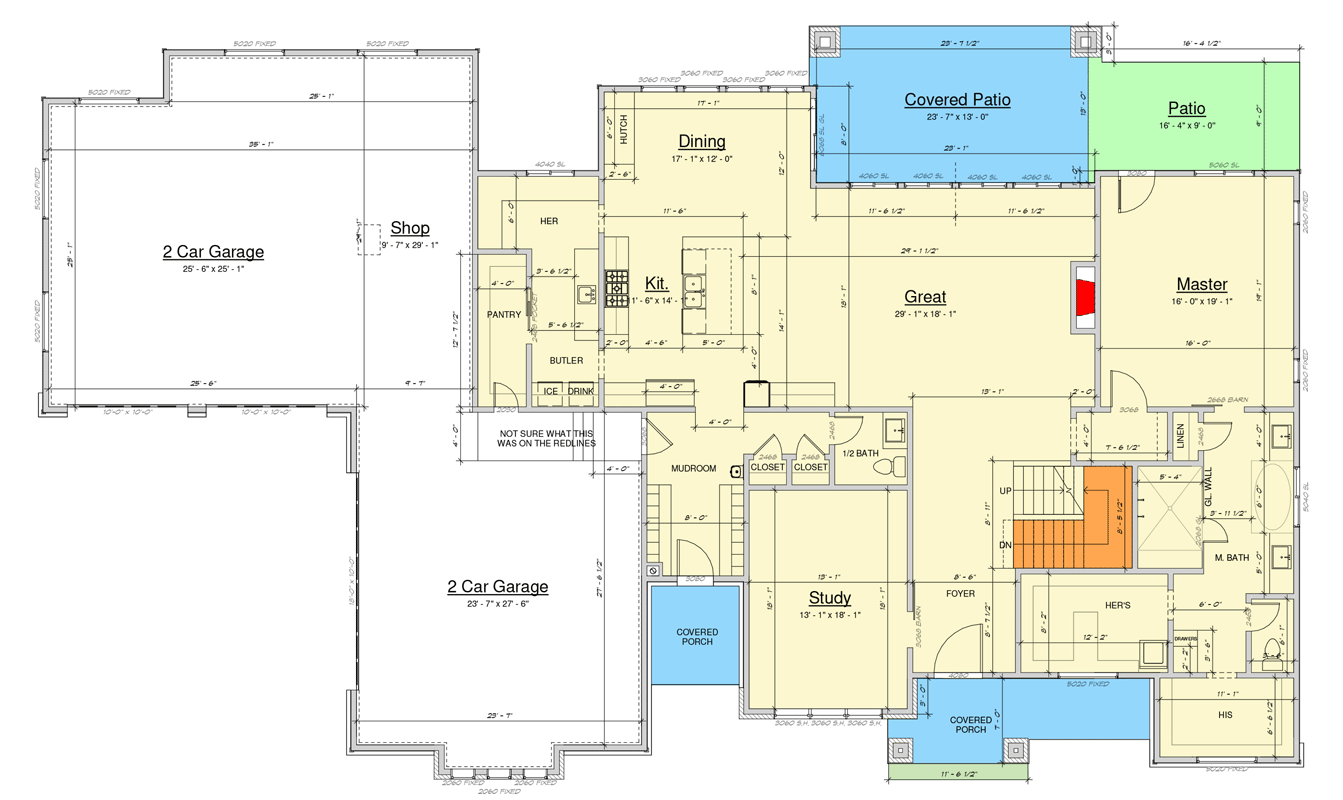 Plan 910151WHD: Modern House Plan with 5 Bedrooms 4-Car Garage and Loft - Floor Plan - Main Level - Contemporary, Modern, Prairie