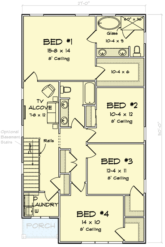 Plan 52534WM: Modern 4 Bedroom House Plan with Upstairs Master Suite and Loft - Floor Plan - 2nd Floor - Modern