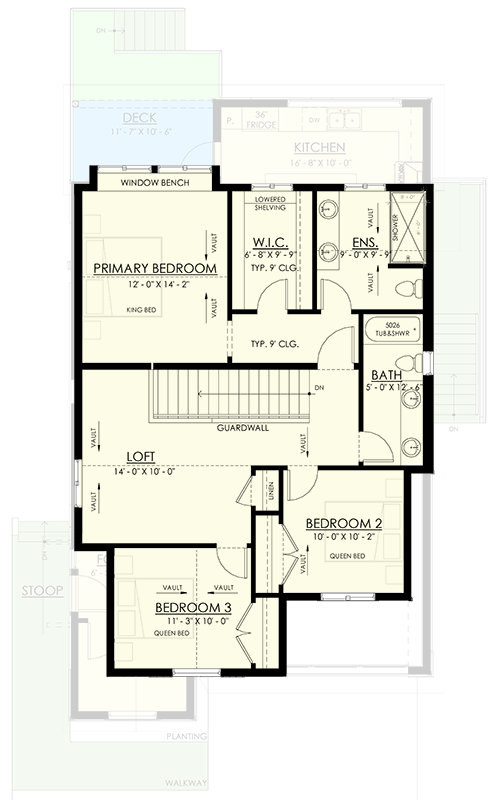 Plan 270126AF: Modern Farmhouse House Plan with 3-5 Bedrooms and Home Office - Floor Plan - Alternate Second Level Layout with Loft (included) - Farmhouse, Modern Farmhouse