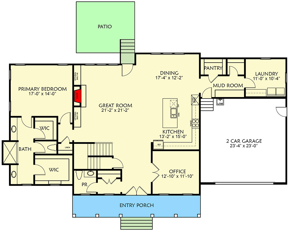 Plan 500097VV: Expansive Modern Farmhouse House Plan with 5 Bedrooms and Loft - Floor Plan - Main Level - Country, Farmhouse, Modern Farmhouse, New American, Southern