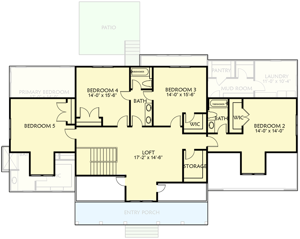 Plan 500097VV: Expansive Modern Farmhouse House Plan with 5 Bedrooms and Loft - Floor Plan - 2nd Floor - Country, Farmhouse, Modern Farmhouse, New American, Southern