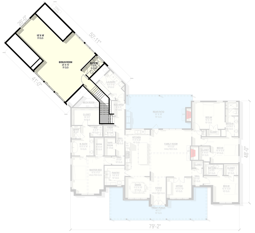 Plan 405109FDC: 4-Bedroom Modern Farmhouse House Plan with Angled 3-Car Garage - Floor Plan - 2nd Floor - Modern Farmhouse, New American