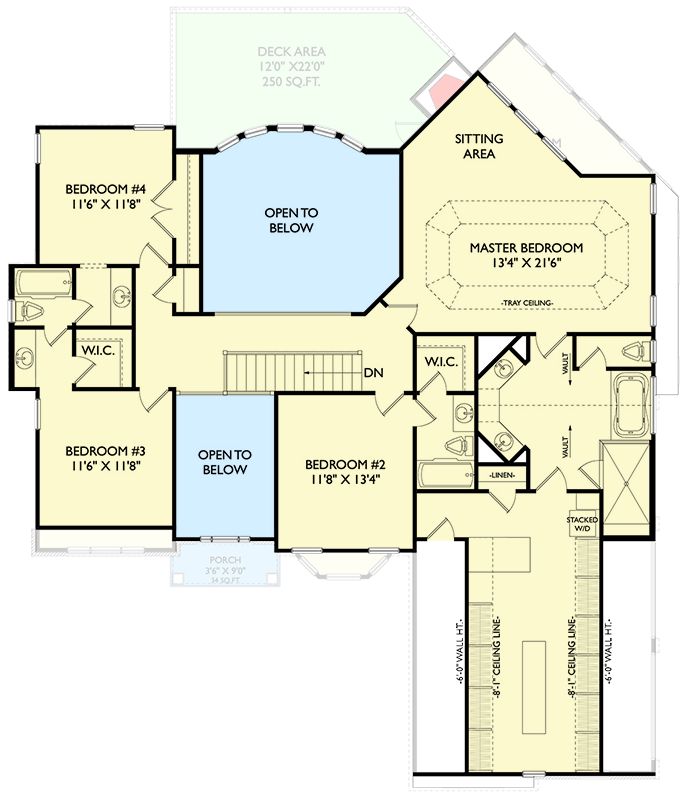 Plan 750032LDG: Elegant Georgian House Plan Featuring Five Bedrooms and Three Car Garage - Floor Plan - 2nd Floor - Georgian, New American, Traditional