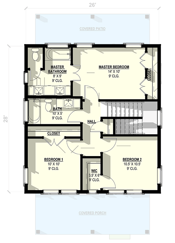 Plan 405114FDC: Farmhouse Plan with Front and Rear Covered Outdoor Spaces - Floor Plan - 2nd Floor - Country, Farmhouse, Traditional