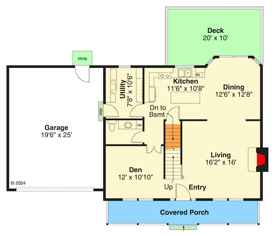 Plan 720178DA: Country Farmhouse House Plan with Upstairs Primary Suite - Floor Plan - Main Level - Country, Farmhouse, Traditional