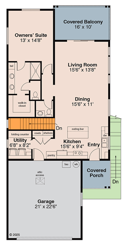 Plan 720179DA: Craftsman Cottage House Plan with Split Bedroom Layout - Floor Plan - Main Level - Bungalow, Cottage, Craftsman