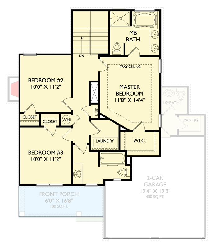 Plan 750037LDG: Traditional Three Bedroom Farmhouse House Plan with Butler Walk-in Pantry - Floor Plan - 2nd Floor - Farmhouse, New American, Traditional