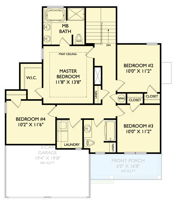 Plan 750038LDG: Four Bedroom Traditional House Plan with Butler Pantry and Front Porch - Floor Plan - 2nd Floor - New American, Traditional, Victorian