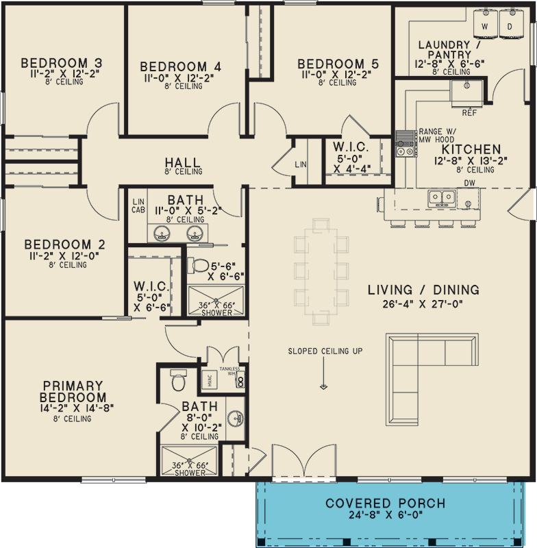 Plan 700509SND: Modern Barndominium House Plan with Five Bedrooms and Open Gathering Area - Floor Plan - Main Level - Barndominium, Modern