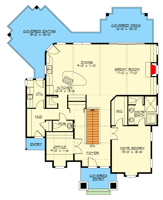 Plan 230018JD: Craftsman Mountain House Plan with 3 Bedrooms and Expansive Decks - Floor Plan - Main Level - Craftsman, Mountain