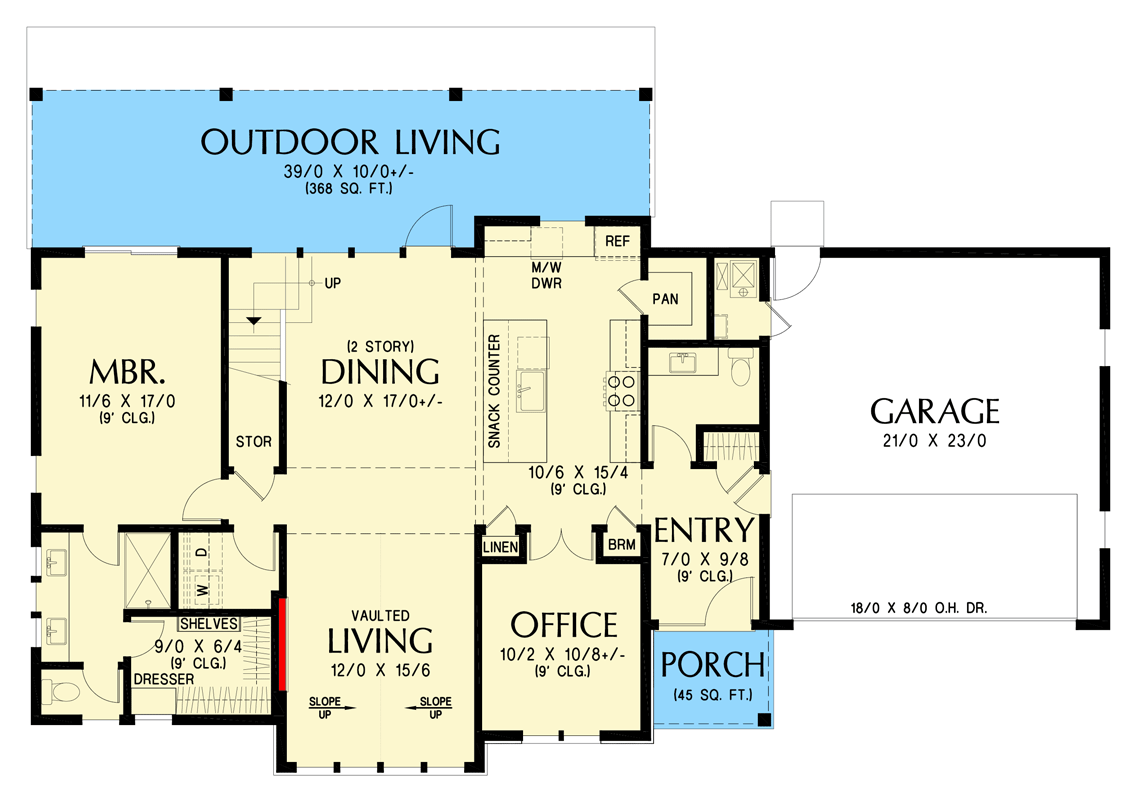 Plan 69916AM: Sleek Contemporary Farmhouse House Plan with 3 Beds and 2-Car Garage - Floor Plan - Main Level - Contemporary, Northwest, Scandinavian, Transitional