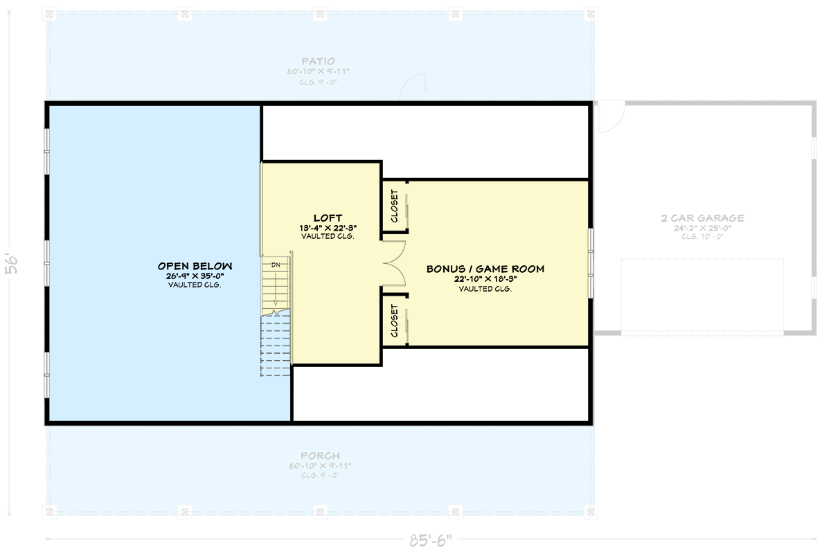 Plan 850026PKE: Modern Barndominium House Plan with 3 Beds, Home Office, and Bonus Room - Floor Plan - 2nd Floor - Barndominium