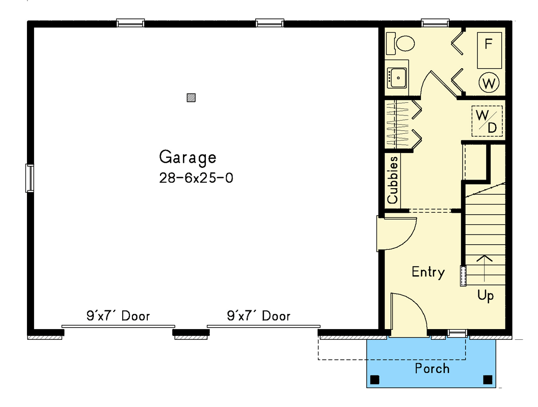 Plan 22106SL: Charming Carriage House Plan ADU - 2-Car Garage with 1 Bedroom Apartment - Floor Plan - Main Level - Carriage, Craftsman, New American