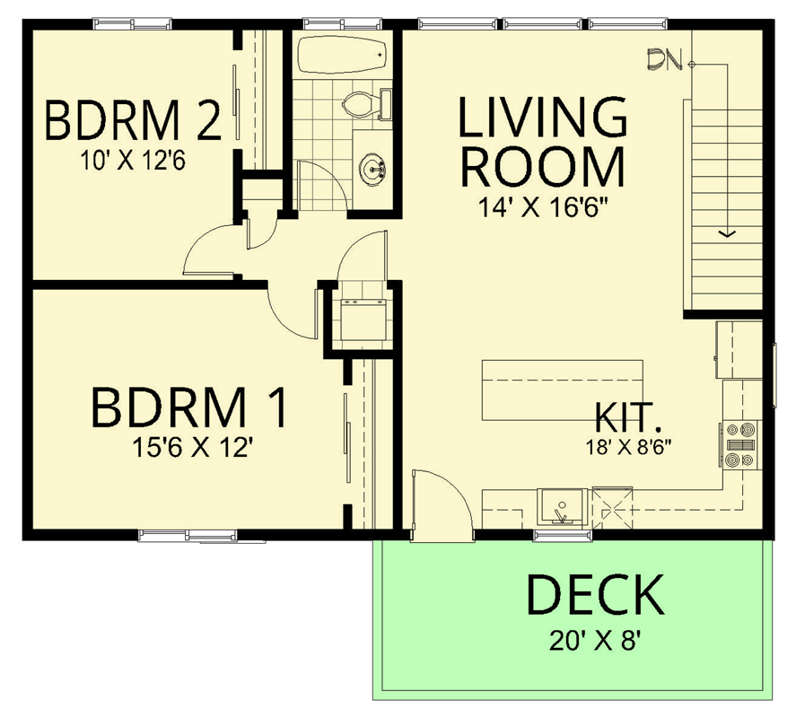 Plan 267107SPK: Modern Farmhouse ADU Plan with 2 Bedrooms and 3-Car Garage - Floor Plan - 2nd Floor - Modern Farmhouse