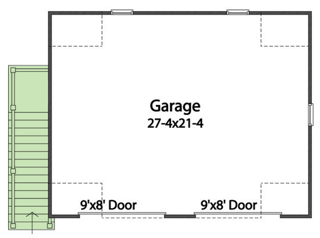 Plan 22193SL: One-Bedroom Carriage House Plan with 2-Car Garage - Floor Plan - Main Level - Craftsman