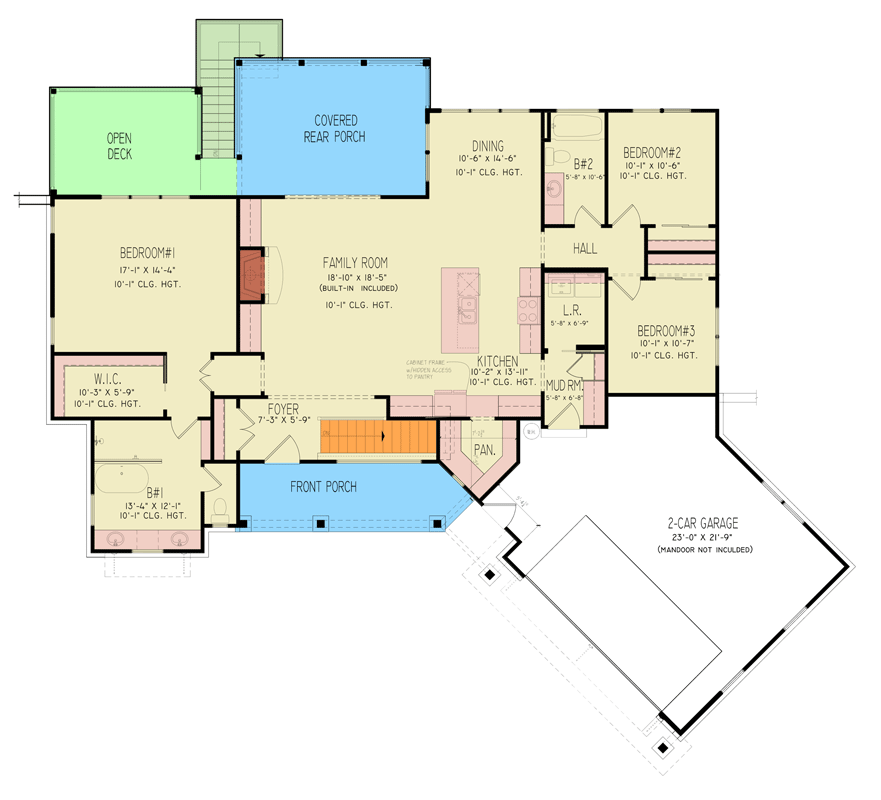 Plan 25943GE: Modern House Plan with 3 Beds, Angled Garage, and Walkout Foundation - Floor Plan - Main Level - Contemporary, Modern