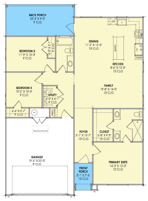 Plan 818202JSS: Modern Farmhouse House Plan with Split Bedrooms and 2-Car Garage - Floor Plan - Main Level - Cottage, Country, Farmhouse, Modern Farmhouse