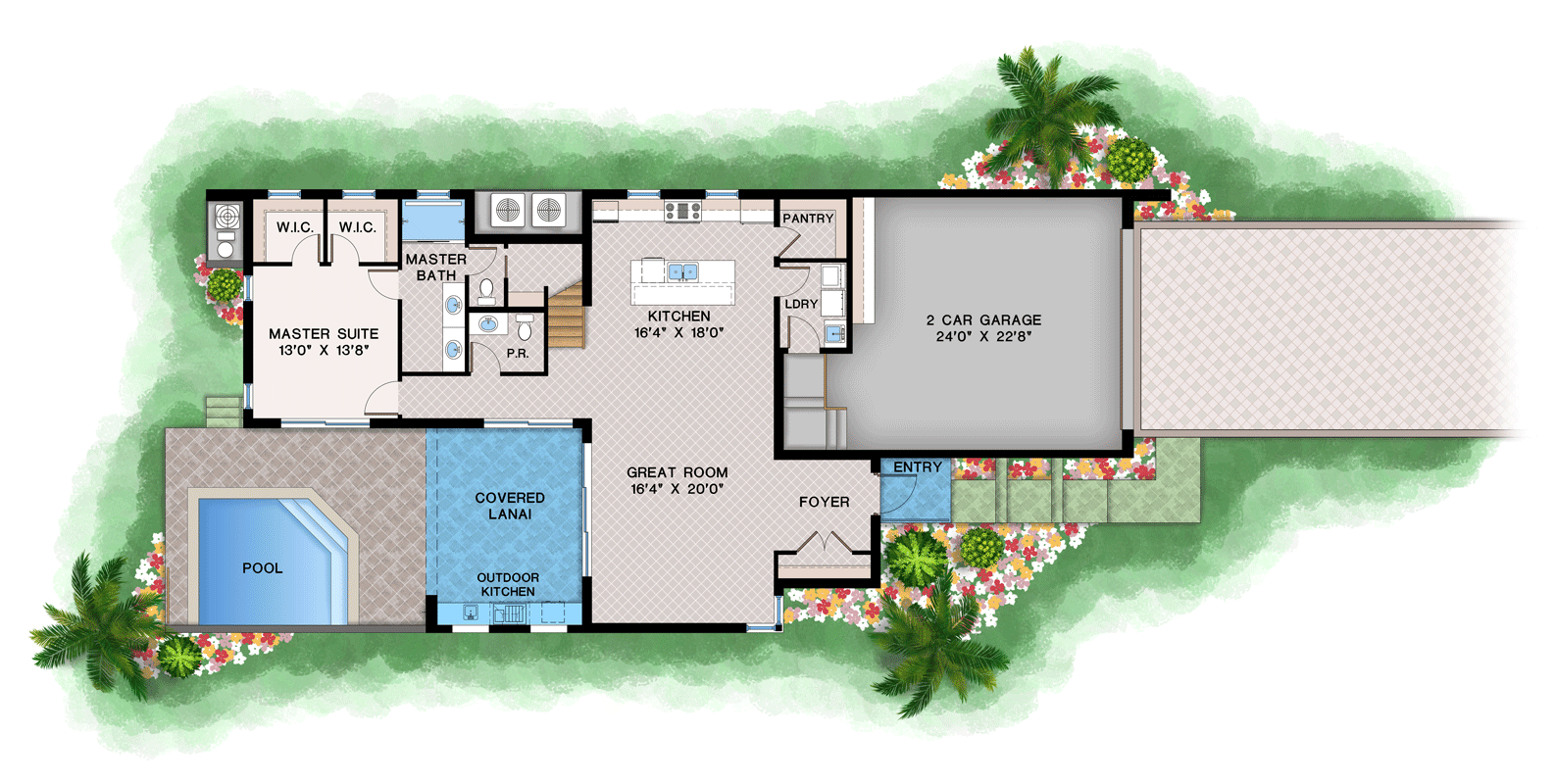 Plan 660031JMD: Contemporary 3-Bedroom House Plan with First-Floor Master and Outdoor Kitchen - Floor Plan - Main Level - Contemporary, Modern